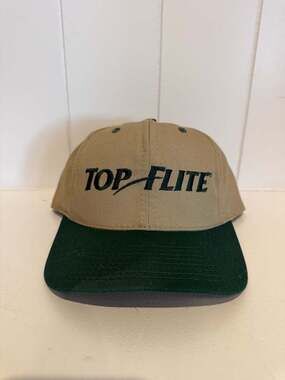 Vintage Top Flite Golf Hat Khaki and Green Adjustable Strapback Cap